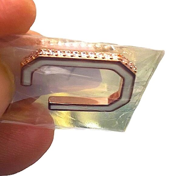 White enamel with rose gold and Diamond look detail - Picture 1 of 4